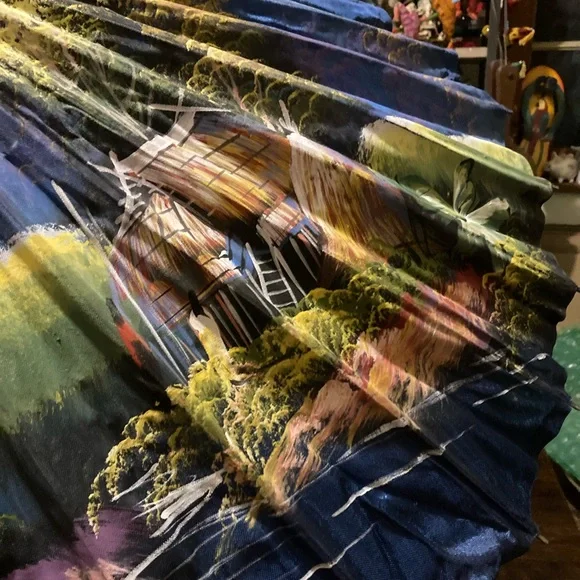 Silk Thai blue parasol/umbrella - Picture 8 of 16